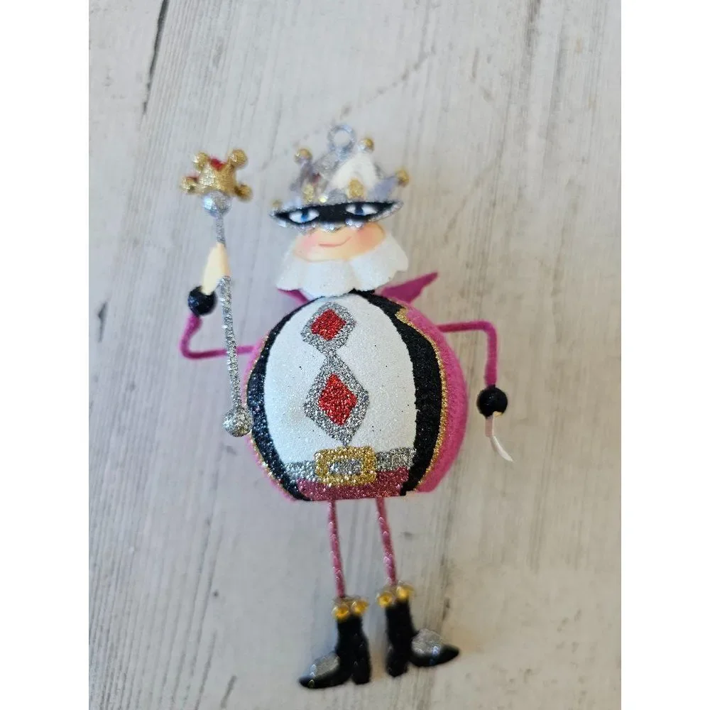 Pier 1 King glitter ornament‎ valentine jester unique vintage pink Xmas tree